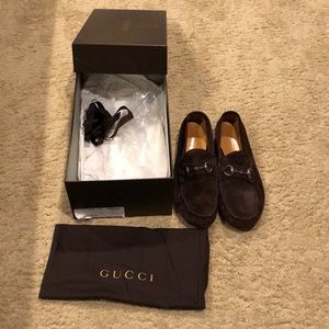 Gucci Suede Horsebit Loafers in Cocoa